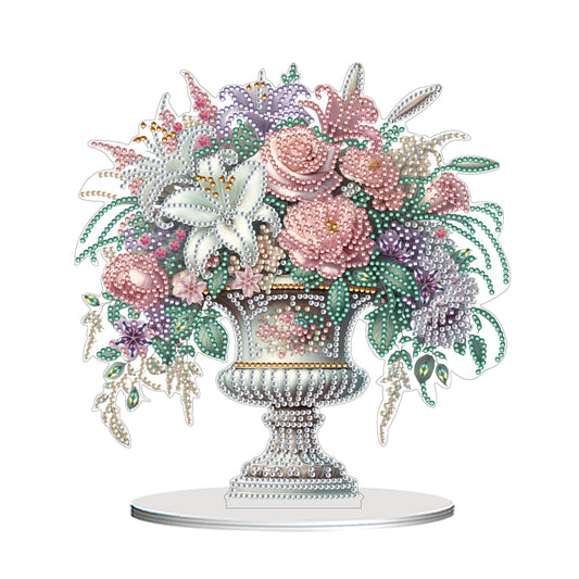 2D Flat Vase DIY Desktop Diamond Art Kits Diamond Painting Desktop Ornaments Kit