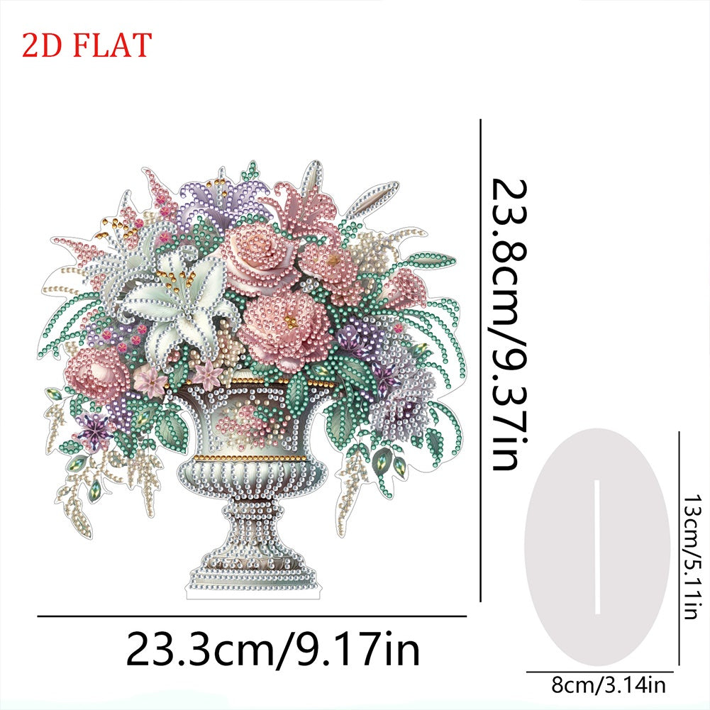 2D Flat Vase DIY Desktop Diamond Art Kits Diamond Painting Desktop Ornaments Kit