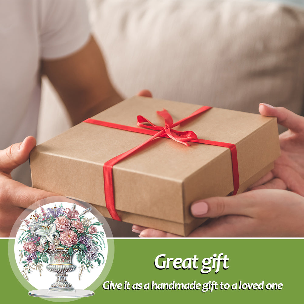 2D Flat Vase DIY Desktop Diamond Art Kits Diamond Painting Desktop Ornaments Kit