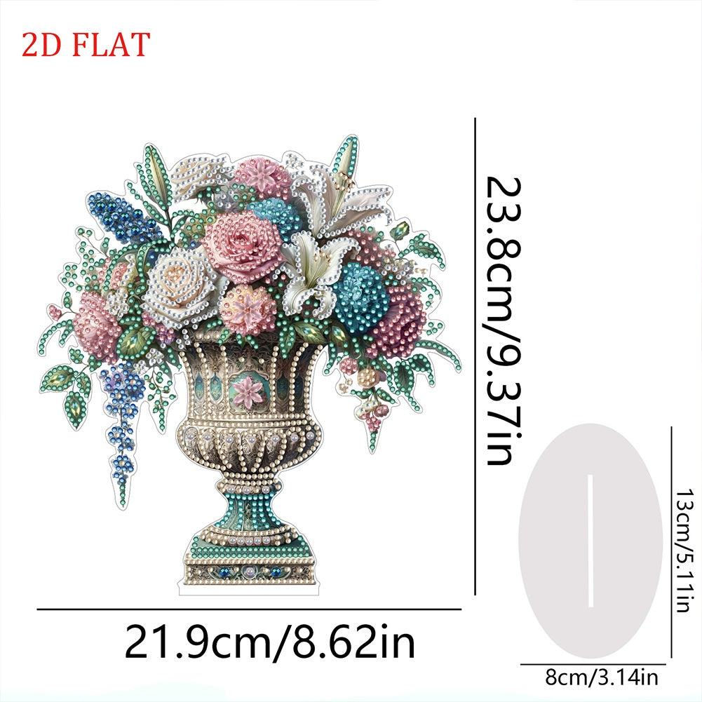 2D Flat Vase DIY Desktop Diamond Art Kits Diamond Painting Desktop Ornaments Kit
