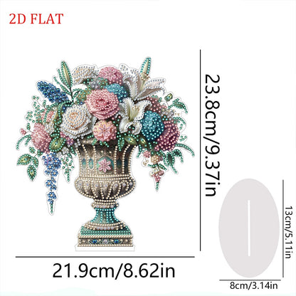2D Flat Vase DIY Desktop Diamond Art Kits Diamond Painting Desktop Ornaments Kit