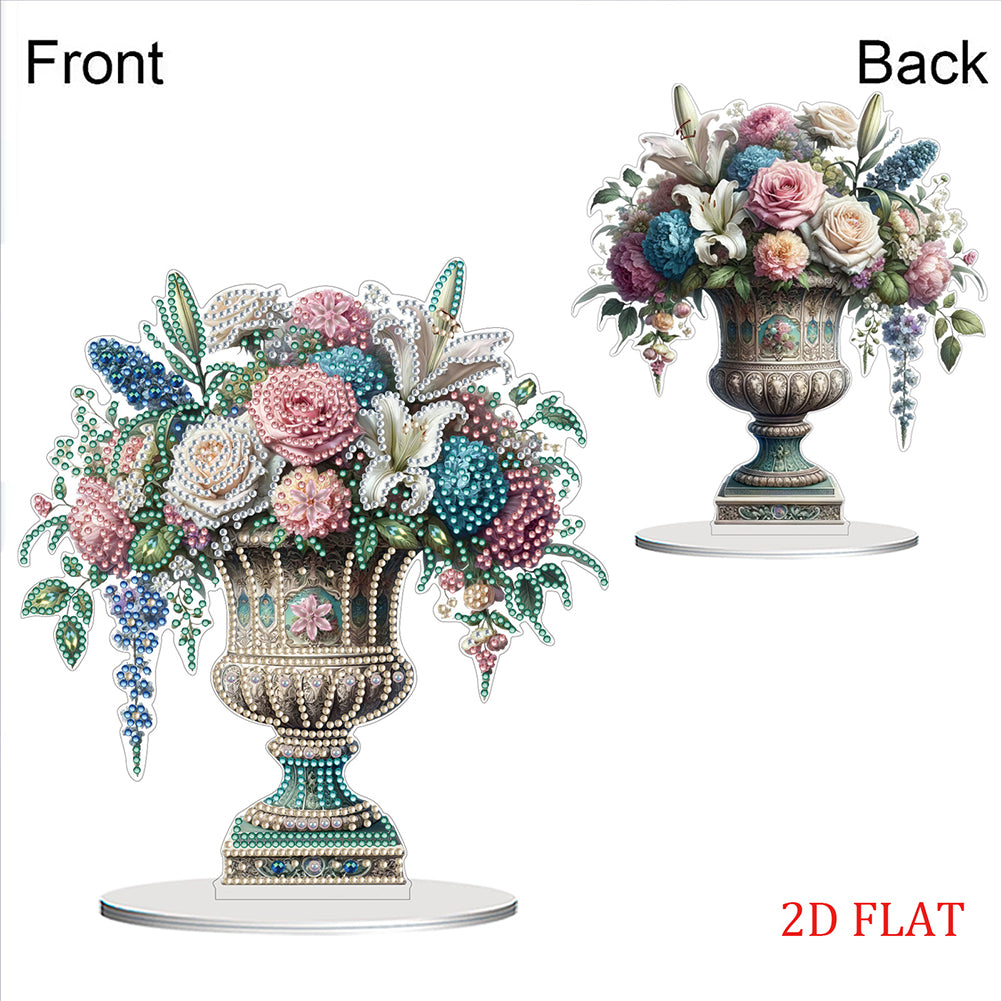 2D Flat Vase DIY Desktop Diamond Art Kits Diamond Painting Desktop Ornaments Kit