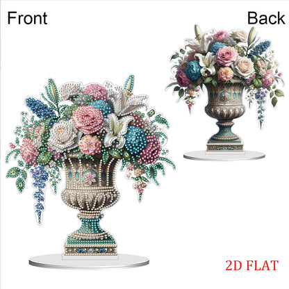 2D Flat Vase DIY Desktop Diamond Art Kits Diamond Painting Desktop Ornaments Kit