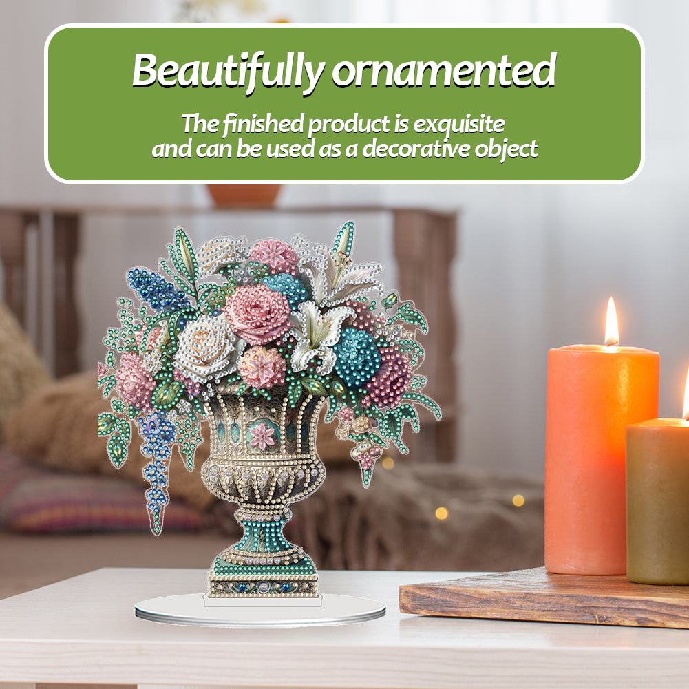 2D Flat Vase DIY Desktop Diamond Art Kits Diamond Painting Desktop Ornaments Kit