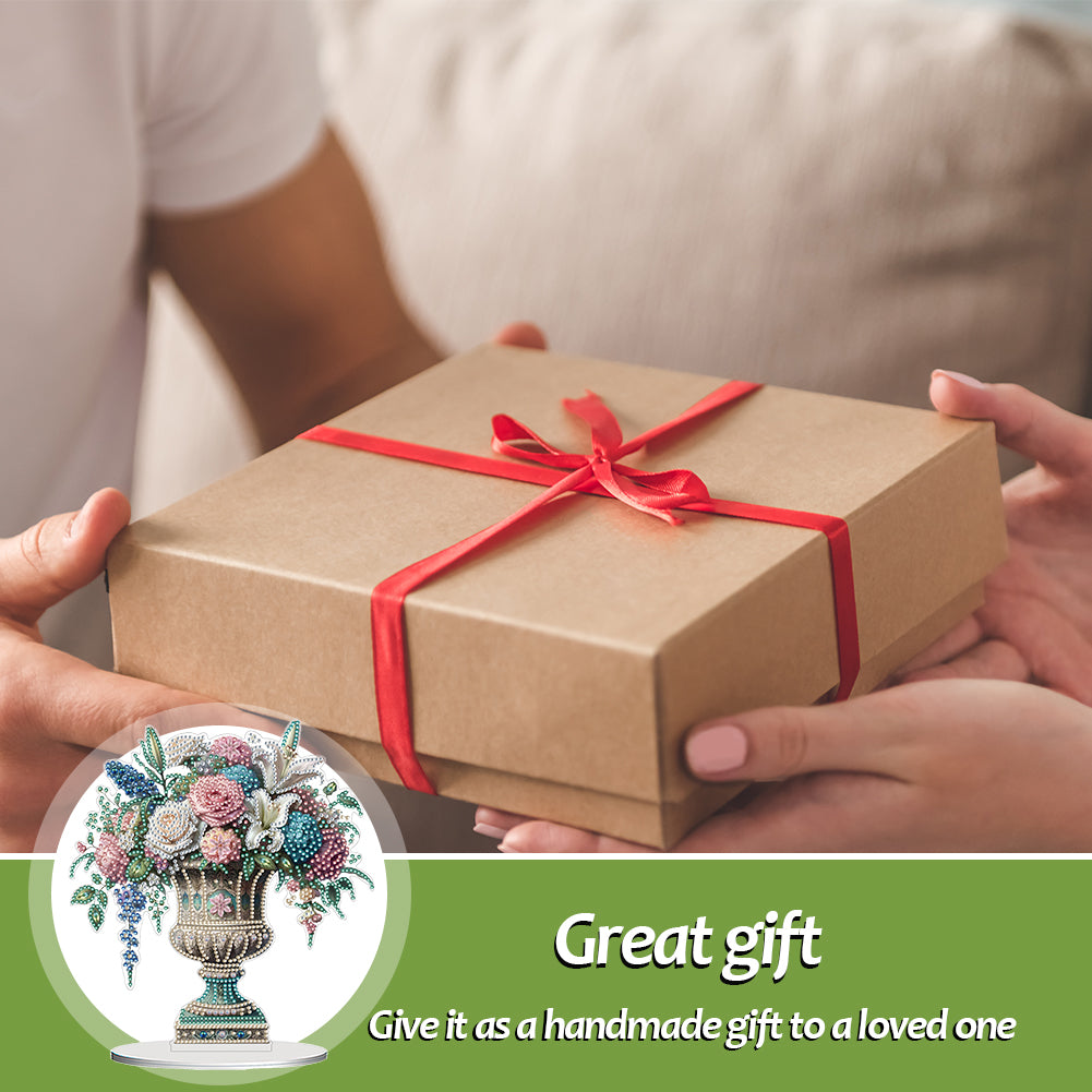 2D Flat Vase DIY Desktop Diamond Art Kits Diamond Painting Desktop Ornaments Kit