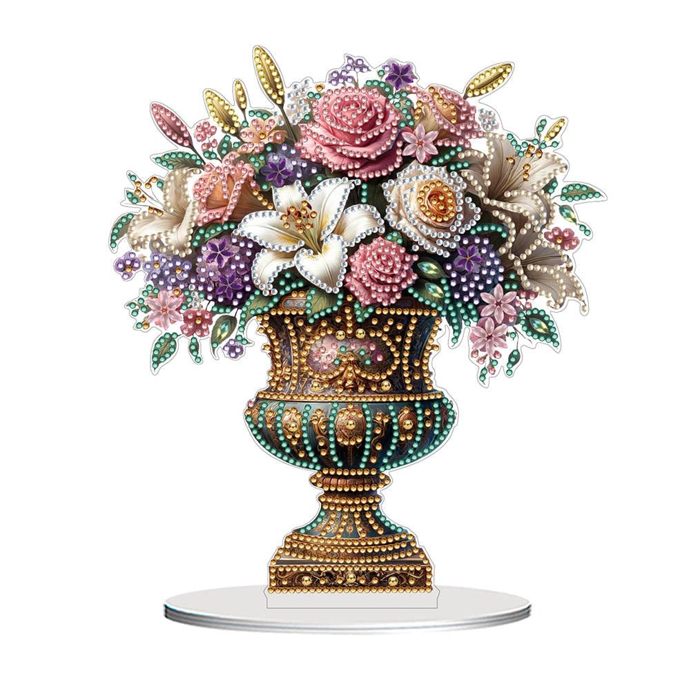 2D Flat Vase DIY Desktop Diamond Art Kits Diamond Painting Desktop Ornaments Kit