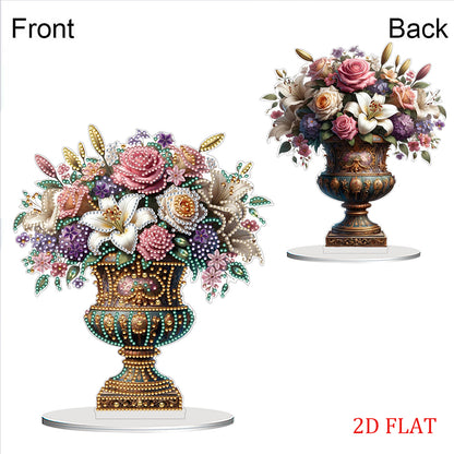 2D Flat Vase DIY Desktop Diamond Art Kits Diamond Painting Desktop Ornaments Kit