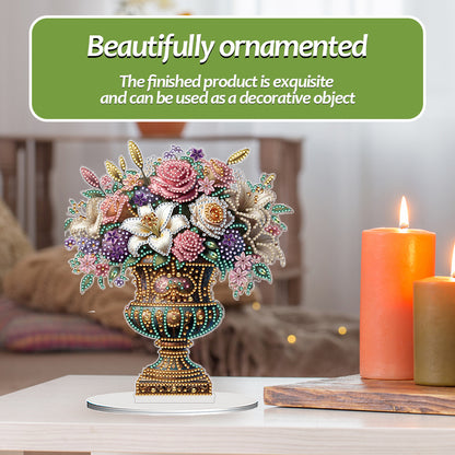 2D Flat Vase DIY Desktop Diamond Art Kits Diamond Painting Desktop Ornaments Kit