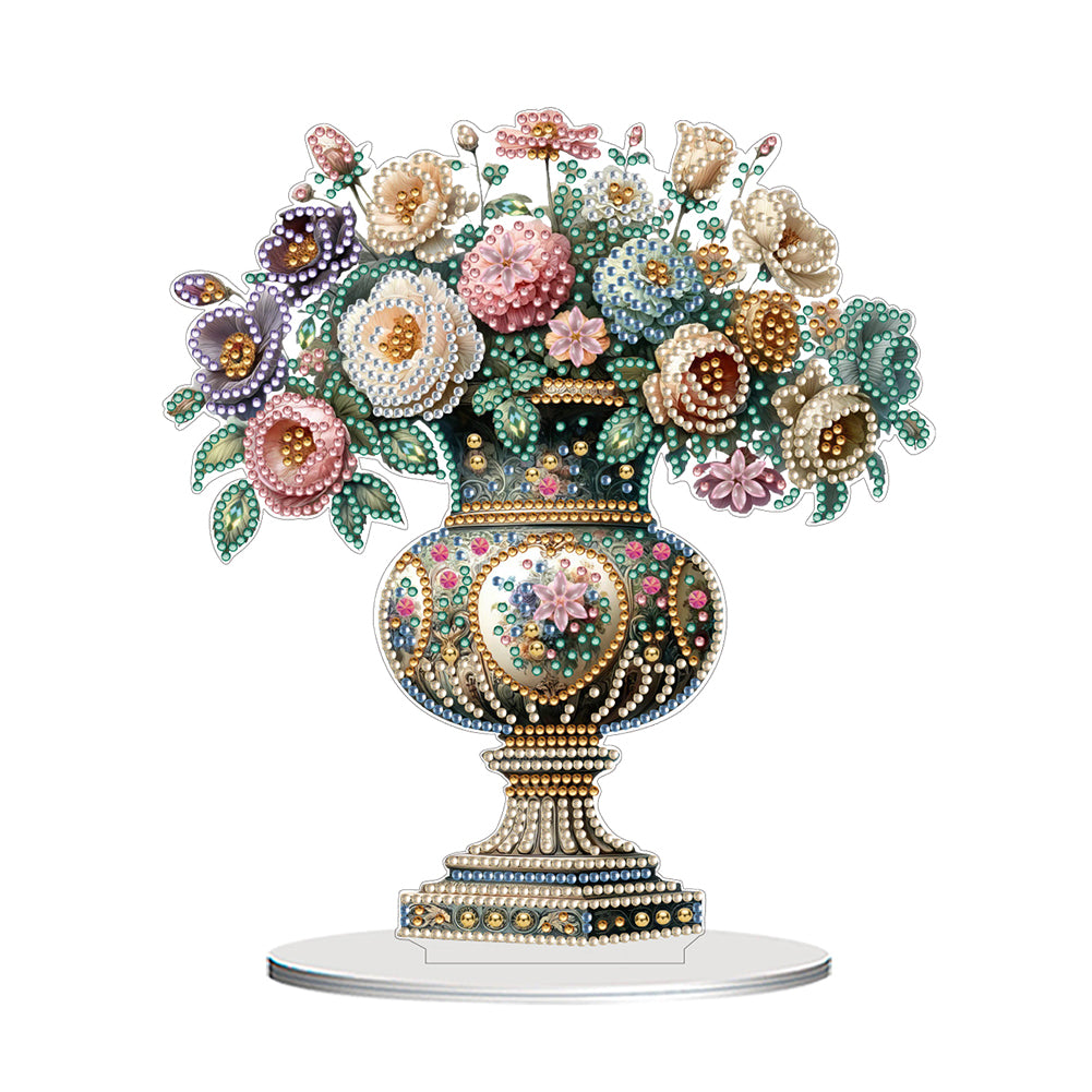 2D Flat Vase DIY Desktop Diamond Art Kits Diamond Painting Desktop Ornaments Kit