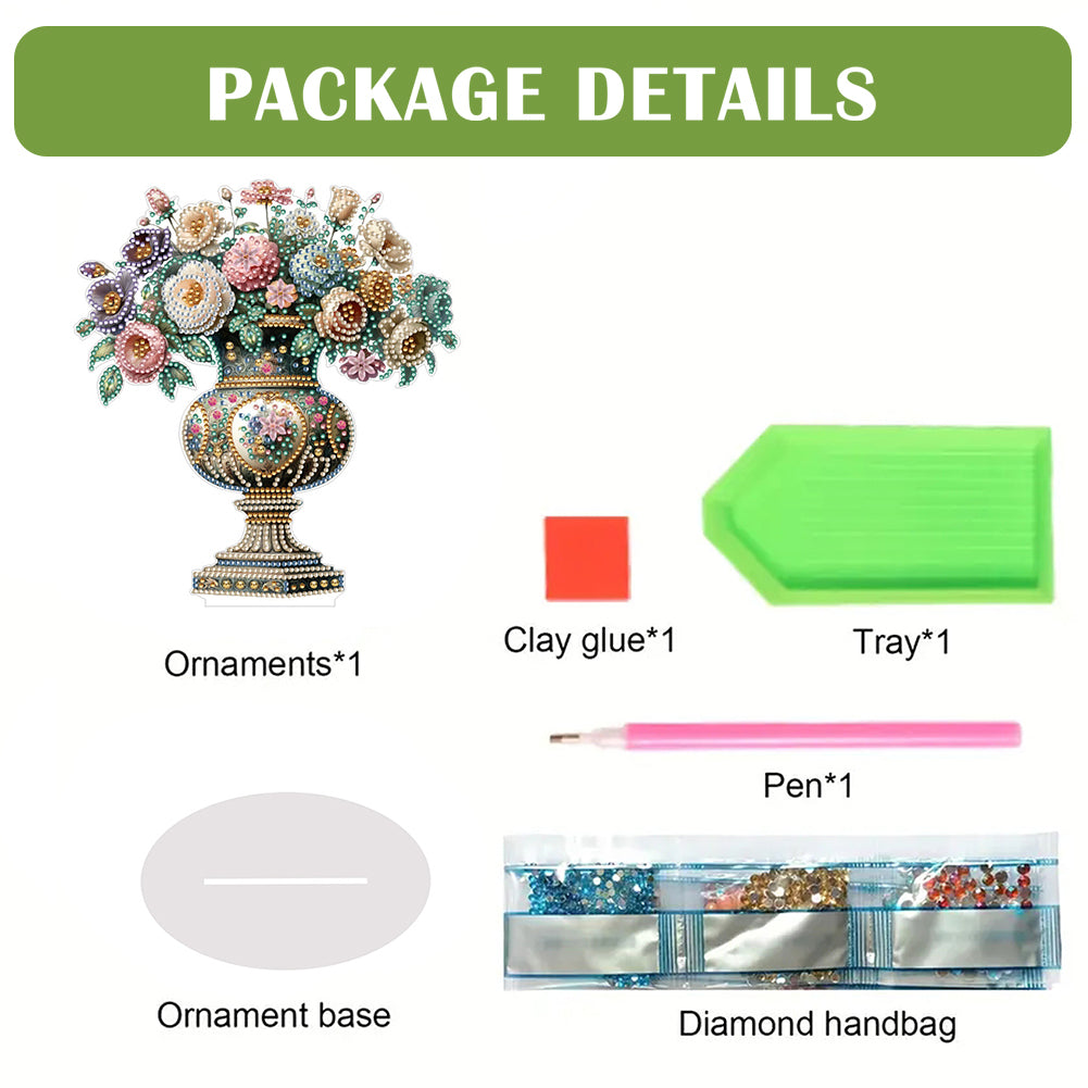 2D Flat Vase DIY Desktop Diamond Art Kits Diamond Painting Desktop Ornaments Kit