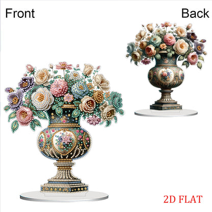 2D Flat Vase DIY Desktop Diamond Art Kits Diamond Painting Desktop Ornaments Kit