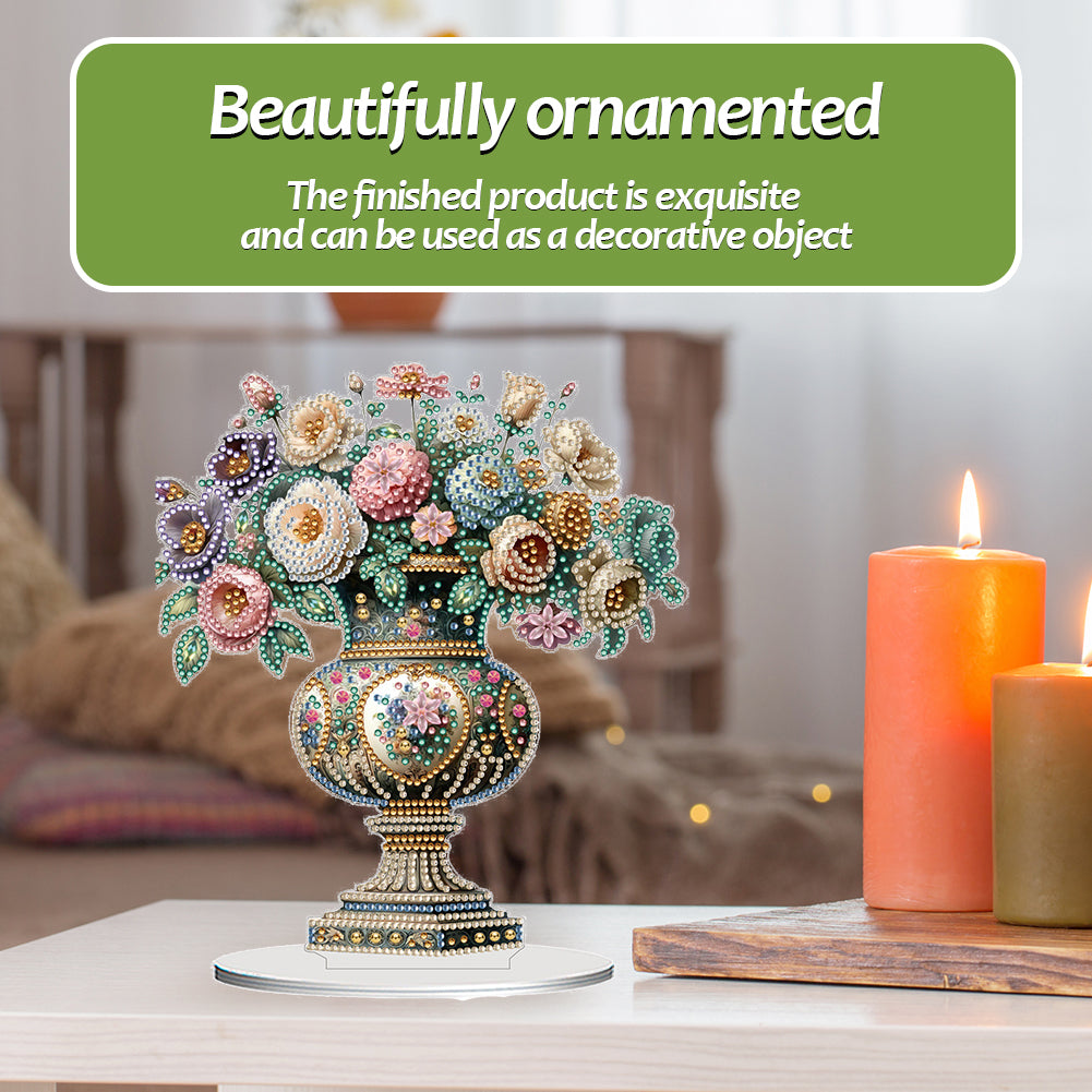 2D Flat Vase DIY Desktop Diamond Art Kits Diamond Painting Desktop Ornaments Kit