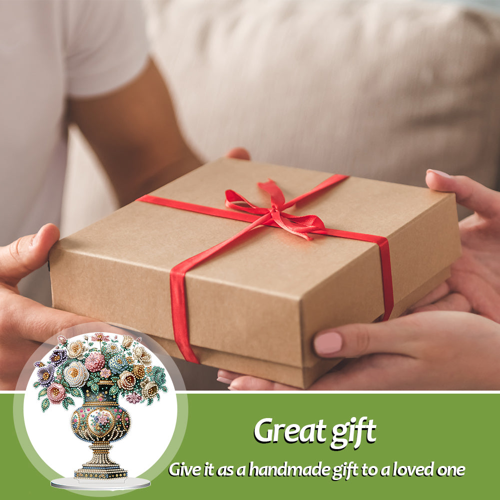 2D Flat Vase DIY Desktop Diamond Art Kits Diamond Painting Desktop Ornaments Kit