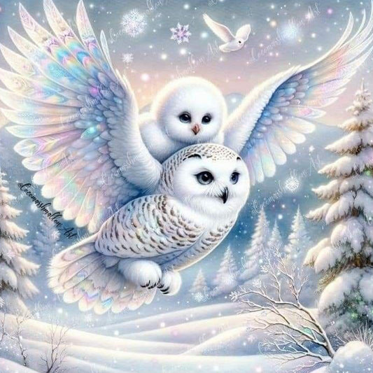 White-Headed Owl - Full Round Drill Diamond Painting 30*30CM