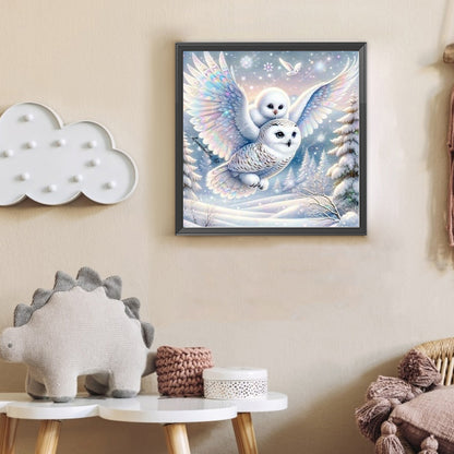 White-Headed Owl - Full Round Drill Diamond Painting 30*30CM