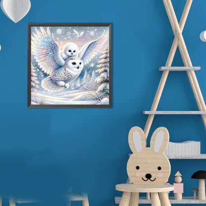 White-Headed Owl - Full Round Drill Diamond Painting 30*30CM