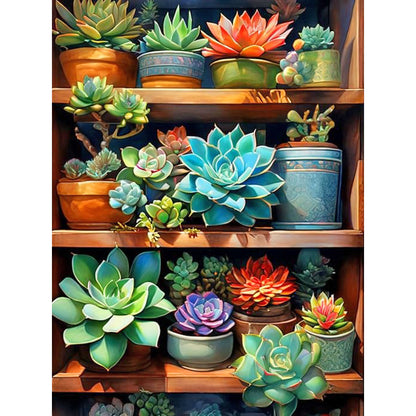 Succulents - Full Round Drill Diamond Painting 30*40CM