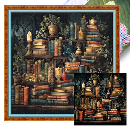 Pile Of Magic Books - 11CT Stamped Cross Stitch 50*50CM