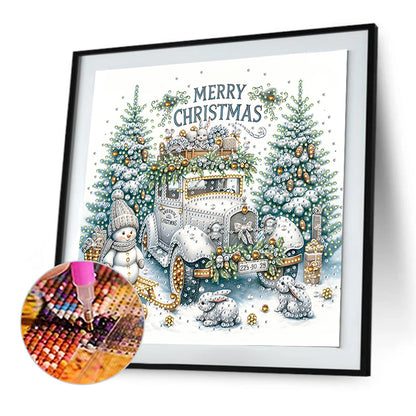 Christmas Car - Special Shaped Drill Diamond Painting 30*30CM