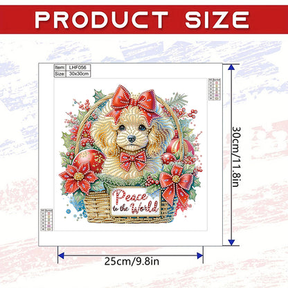 Christmas Teddy Dog - Special Shaped Drill Diamond Painting 30*30CM