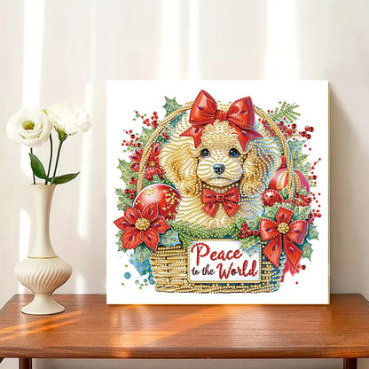 Christmas Teddy Dog - Special Shaped Drill Diamond Painting 30*30CM