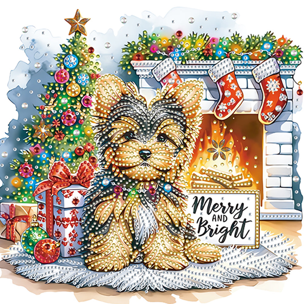 Christmas Yorkshire Terrier - Special Shaped Drill Diamond Painting 30*30CM