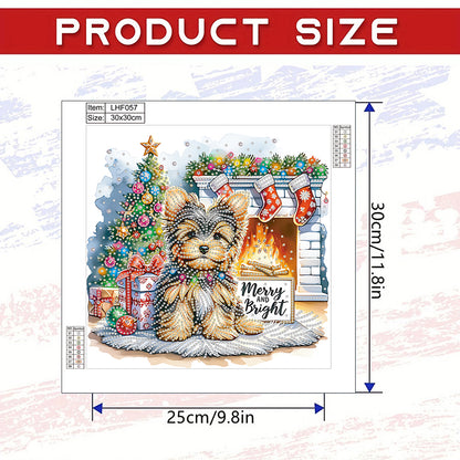 Christmas Yorkshire Terrier - Special Shaped Drill Diamond Painting 30*30CM
