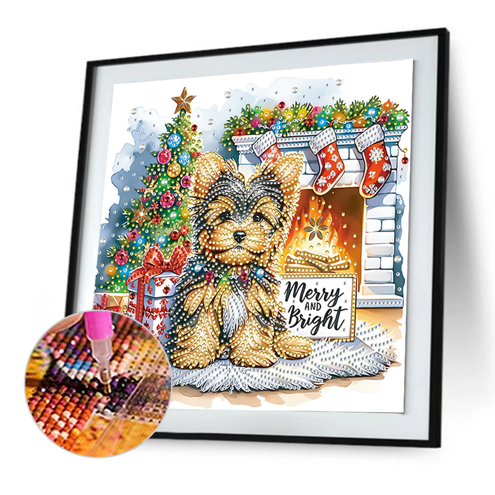 Christmas Yorkshire Terrier - Special Shaped Drill Diamond Painting 30*30CM