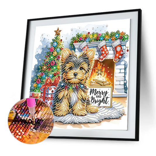 Christmas Yorkshire Terrier - Special Shaped Drill Diamond Painting 30*30CM