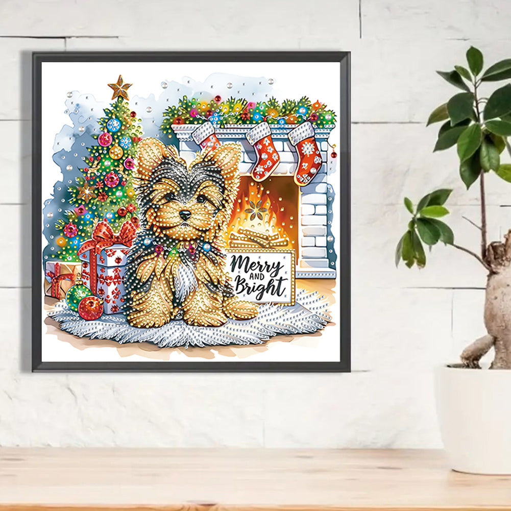 Christmas Yorkshire Terrier - Special Shaped Drill Diamond Painting 30*30CM