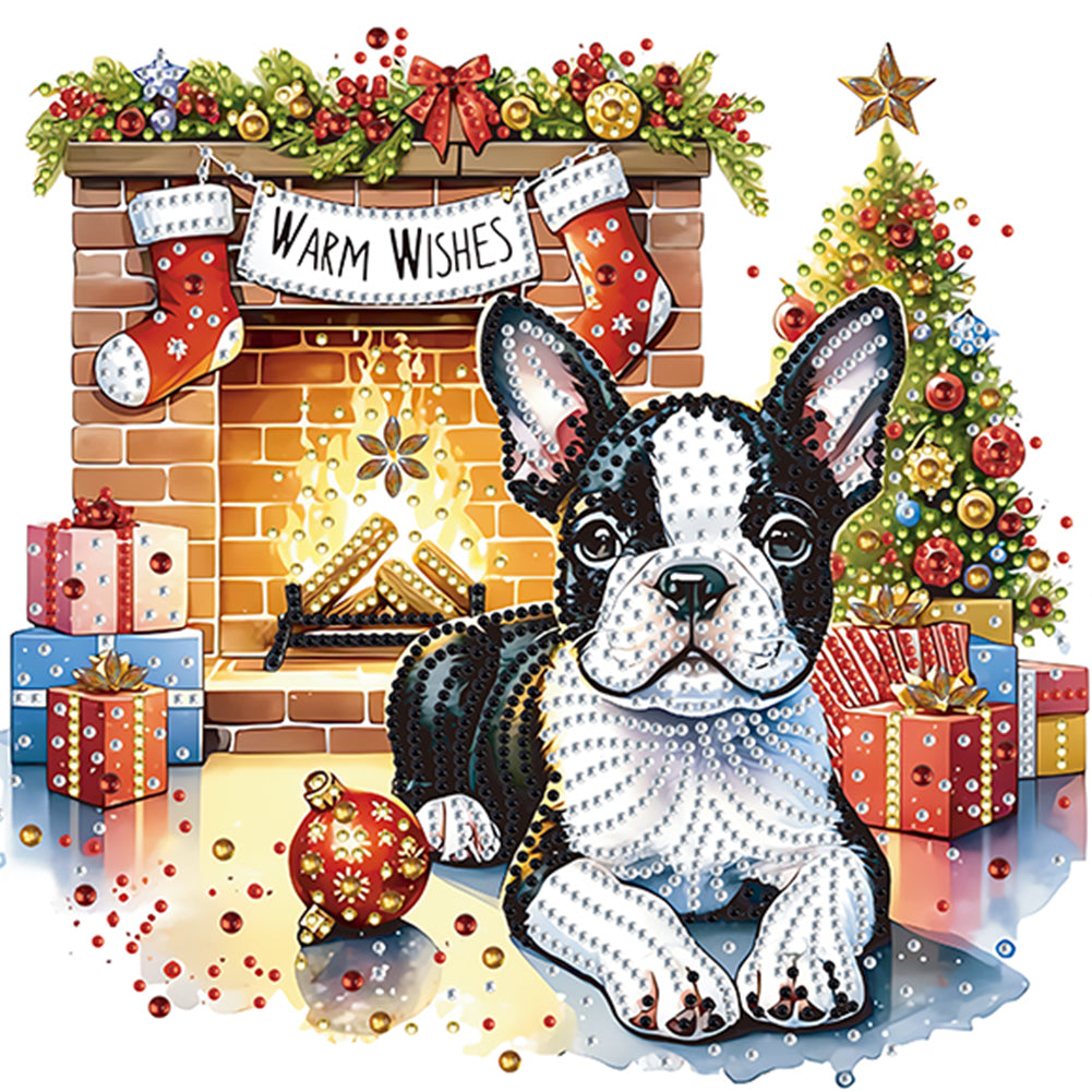 Christmas French Bulldog - Special Shaped Drill Diamond Painting 30*30CM