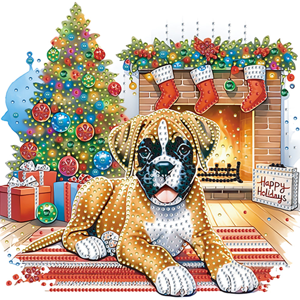 Christmas German Shepherd - Special Shaped Drill Diamond Painting 30*30CM