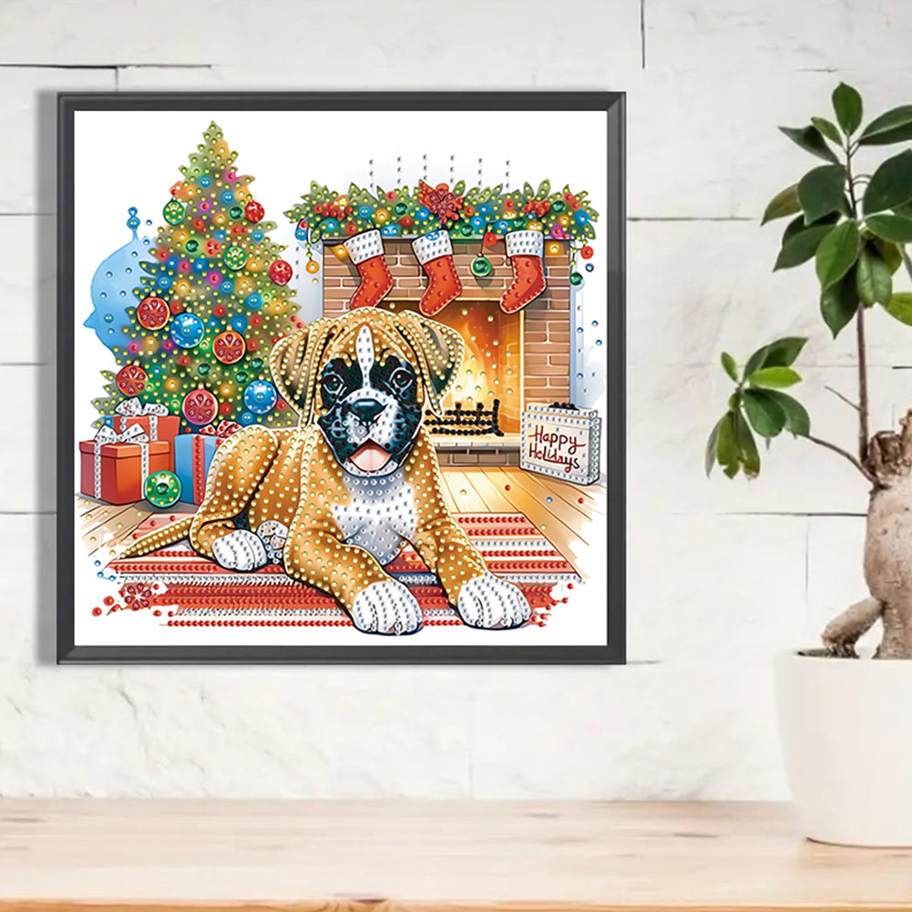Christmas German Shepherd - Special Shaped Drill Diamond Painting 30*30CM
