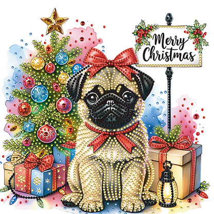 Christmas Pug - Special Shaped Drill Diamond Painting 30*30CM