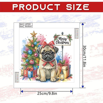 Christmas Pug - Special Shaped Drill Diamond Painting 30*30CM