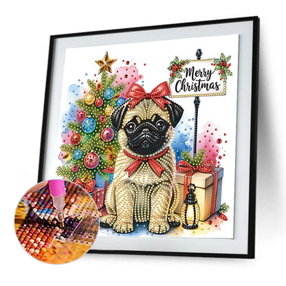 Christmas Pug - Special Shaped Drill Diamond Painting 30*30CM