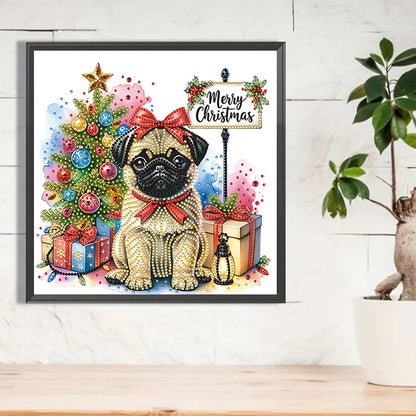 Christmas Pug - Special Shaped Drill Diamond Painting 30*30CM