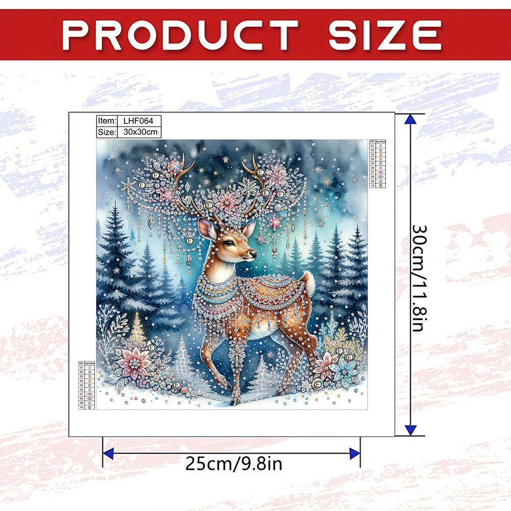 Christmas Elk - Special Shaped Drill Diamond Painting 30*30CM