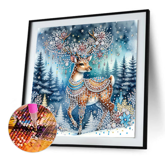 Christmas Elk - Special Shaped Drill Diamond Painting 30*30CM