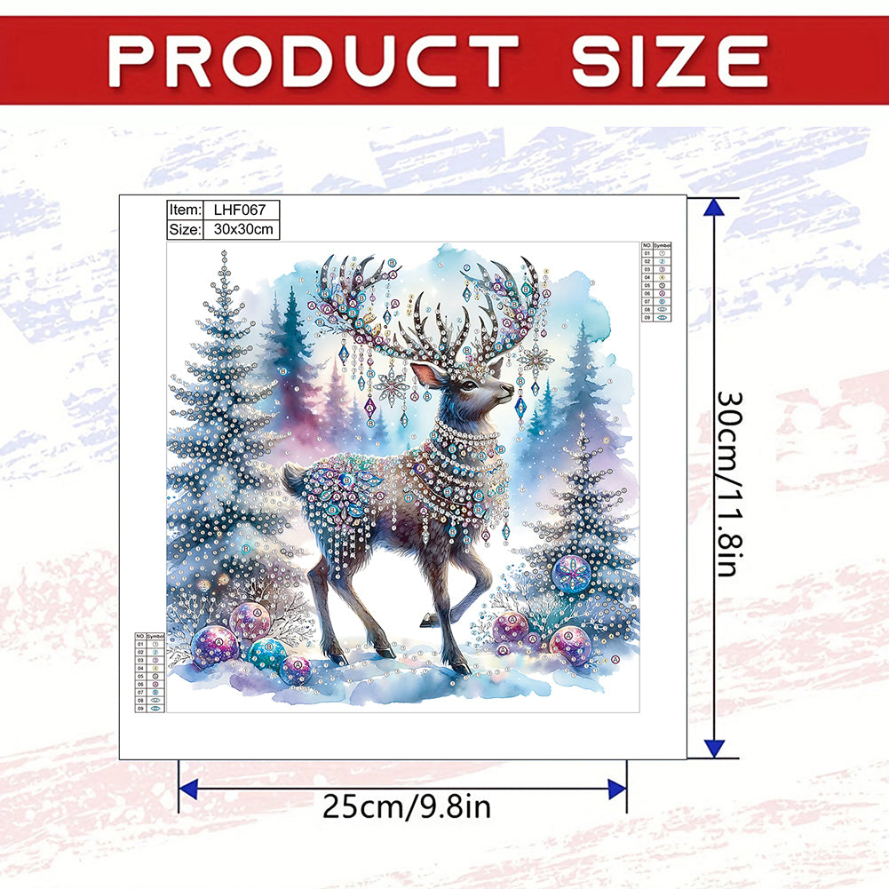 Christmas Elk - Special Shaped Drill Diamond Painting 30*30CM