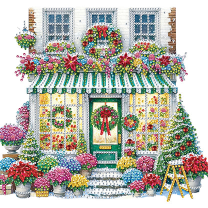 Christmas Flower Shop - Special Shaped Drill Diamond Painting 30*30CM