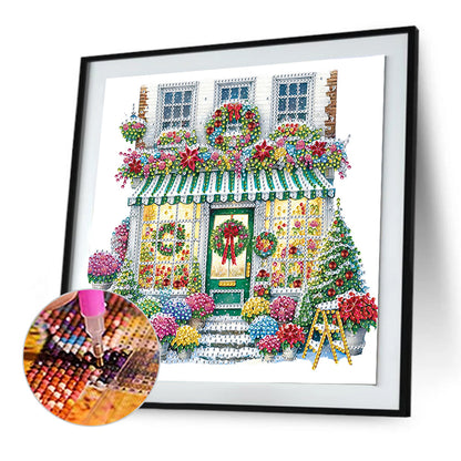 Christmas Flower Shop - Special Shaped Drill Diamond Painting 30*30CM