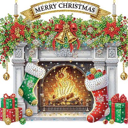 Christmas Fireplace - Special Shaped Drill Diamond Painting 30*30CM