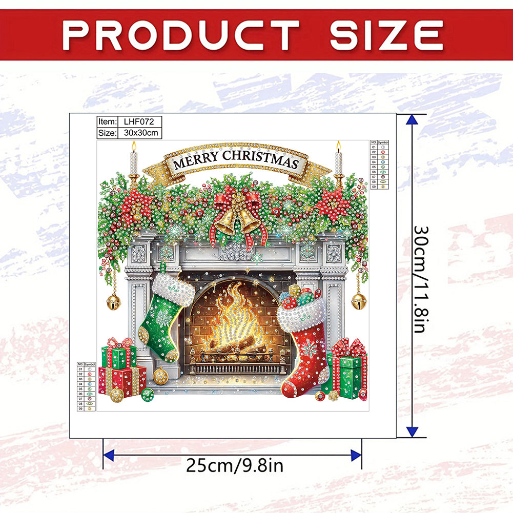 Christmas Fireplace - Special Shaped Drill Diamond Painting 30*30CM