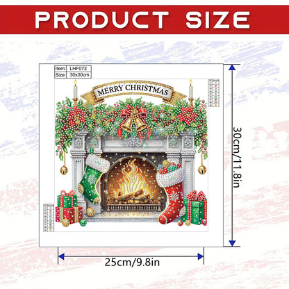 Christmas Fireplace - Special Shaped Drill Diamond Painting 30*30CM