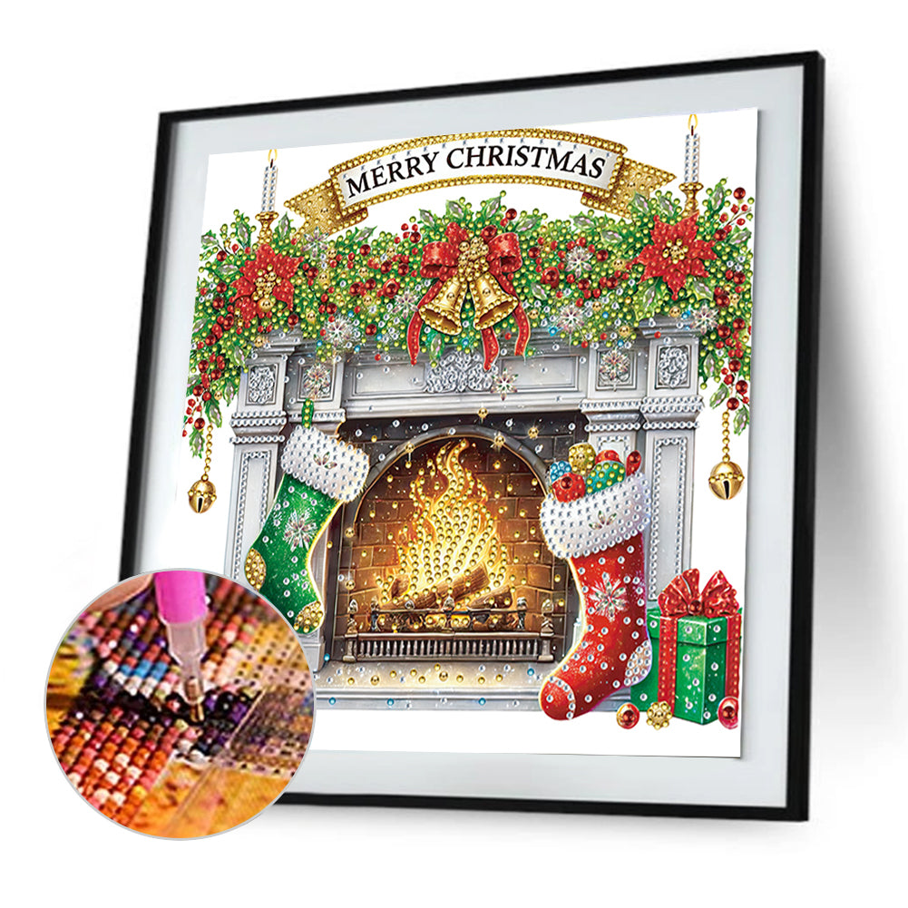 Christmas Fireplace - Special Shaped Drill Diamond Painting 30*30CM