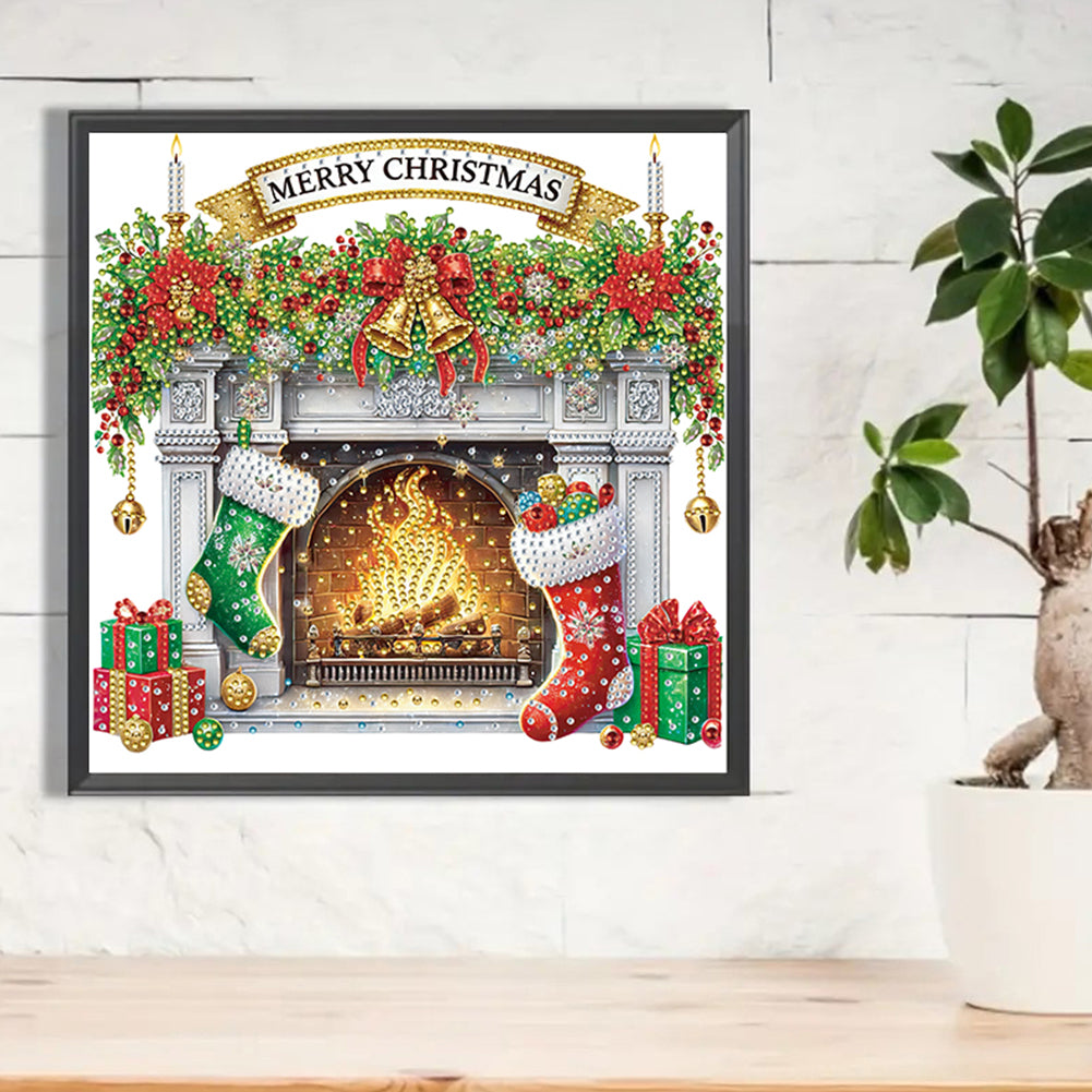 Christmas Fireplace - Special Shaped Drill Diamond Painting 30*30CM