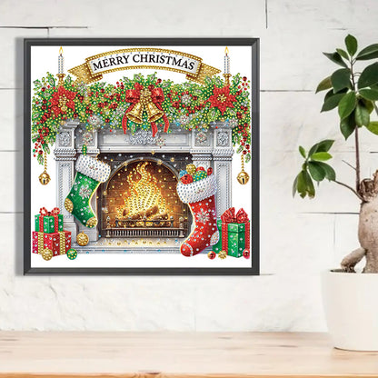 Christmas Fireplace - Special Shaped Drill Diamond Painting 30*30CM