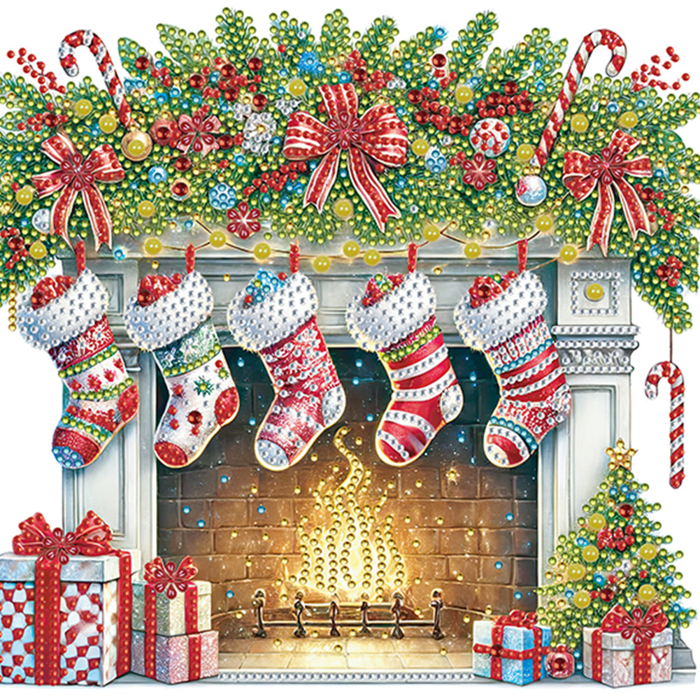 Christmas Fireplace - Special Shaped Drill Diamond Painting 30*30CM