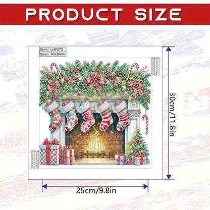Christmas Fireplace - Special Shaped Drill Diamond Painting 30*30CM